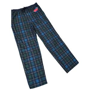 Nautica Men Fleece Lounge Pants Medium Green Blue Plaid Cozy Pajama NWT Comfy
